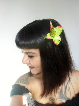 Pince clip à cheveux fleur d'orchidée coiffure pinups