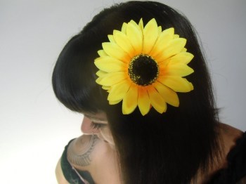 Pince clip à cheveux fleur de tournesol jaune