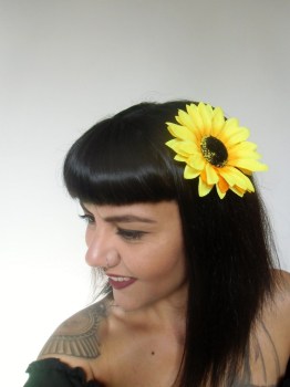 Pince clip à cheveux fleur de tournesol jaune