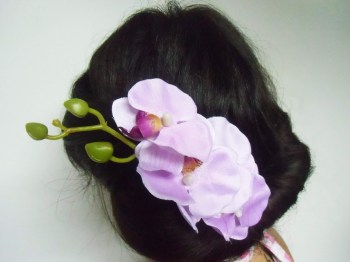 Pince clip à cheveux branche d'orchidées "Purple orchid"