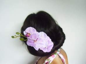 Pince clip à cheveux branche d'orchidées "Purple orchid"