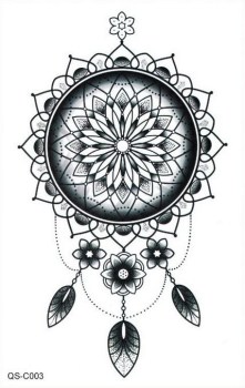 Tatouage temporaire original dreamcatcher mandala noir