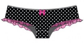 Boxer shorty noir à pois volants roses "Cute dots"