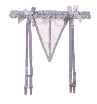 Porte-jarretelles gris string intégré sexy