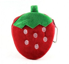 Porte-monnaie zippé peluche en forme de fraise kawaii