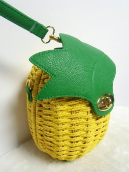 Sac à main original pin-up ananas jaune en osier