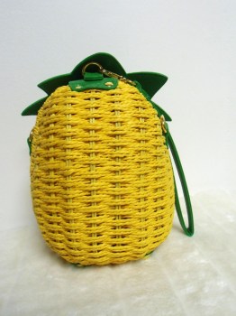 Sac à main original pin-up ananas jaune en osier