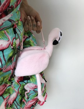 Sac à main flamant rose en peluche