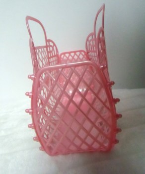 Sac panier shopping rétro en plastique jelly rose