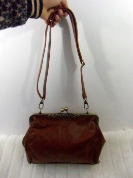 Sac à main rétro pin-up en simili-cuir marron