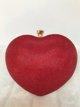 Sac à main minaudière coeur rouge brillant