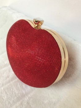 Sac à main minaudière coeur rouge brillant
