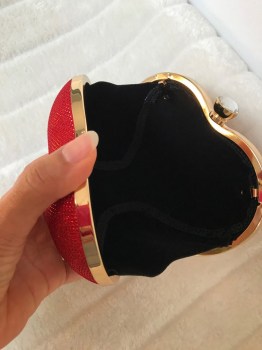 Sac à main minaudière coeur rouge brillant