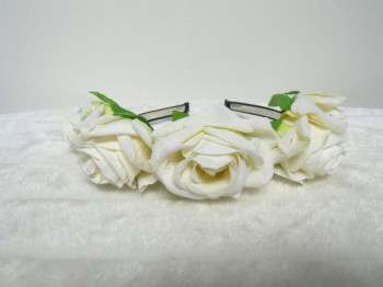 Serre-tête couronne de fleurs roses blanches pin-up