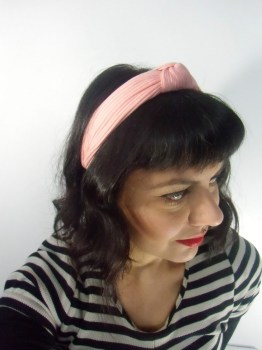 Serre-tête turban rose rétro original coiffure pin-up