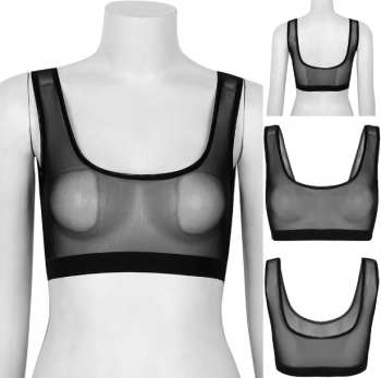 Soutien-gorge brassière mesh transparent noir