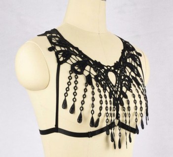 Soutien-gorge burlesque harnais crochet perles