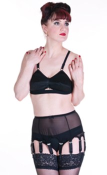 Soutien-gorge noir rétro 1940 pointu en cônes