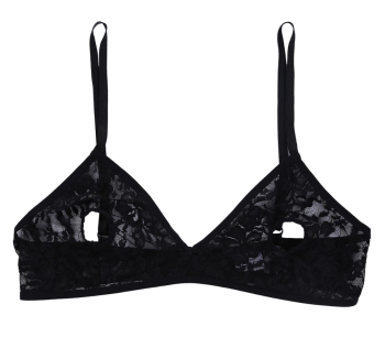 Soutien-gorge coquin dentelle noire ouvert sur les tétons