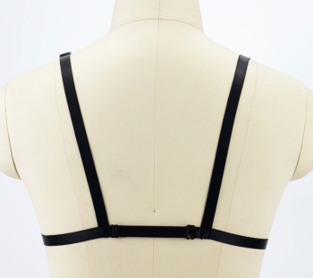 Soutien-gorge harnais noir élastique chaines argentées