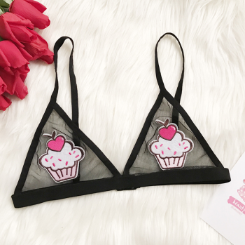 Soutien-gorge noir en mesh effet cache-tétons cupcakes