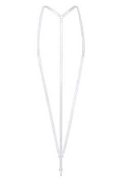 String harnais borat blanc bretelles élastiques et perles