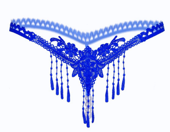 String burlesque coquin dentelle bleue à perles