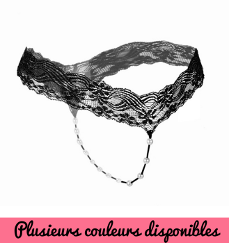 String burlesque coquin dentelle à perles