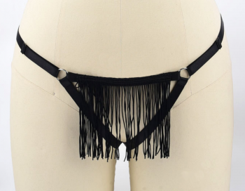 String harnais noir élastique à franges rétro
