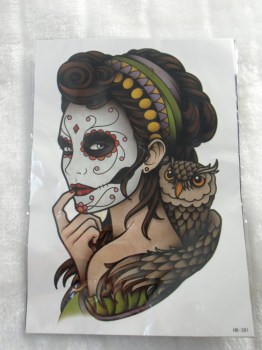 Tatouage temporaire original Catrina calavera chouette