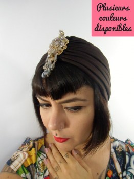 Bonnet original turban à voilette voile de coquetterie pinup rétro glamour 