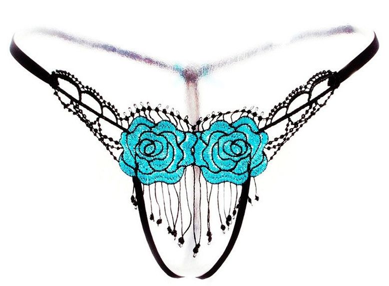 String ouvert sexy exotique élastique noir façon crochet