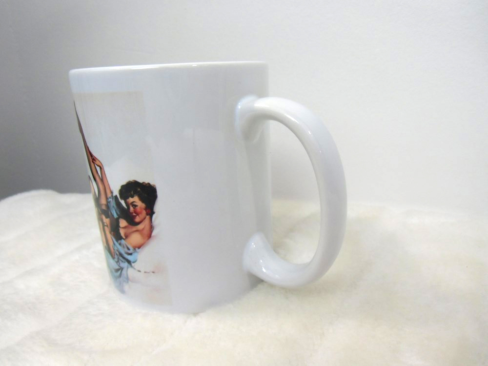 Mug Tasse En Porcelaine Blanche - Motif Rétro Pin-up 'Oops' Au Choix - Style Vintage - Neuf - Fabriqué En France