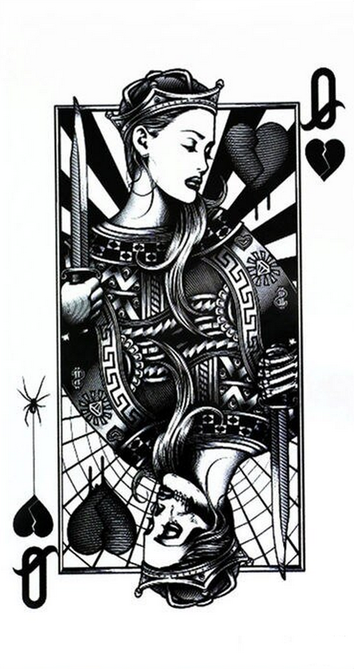 Tatouage Temporaire Original Carte A Jouer Dame De Coeur Tatouage Temporaire Original Carte A Jouer Dame De Coeur